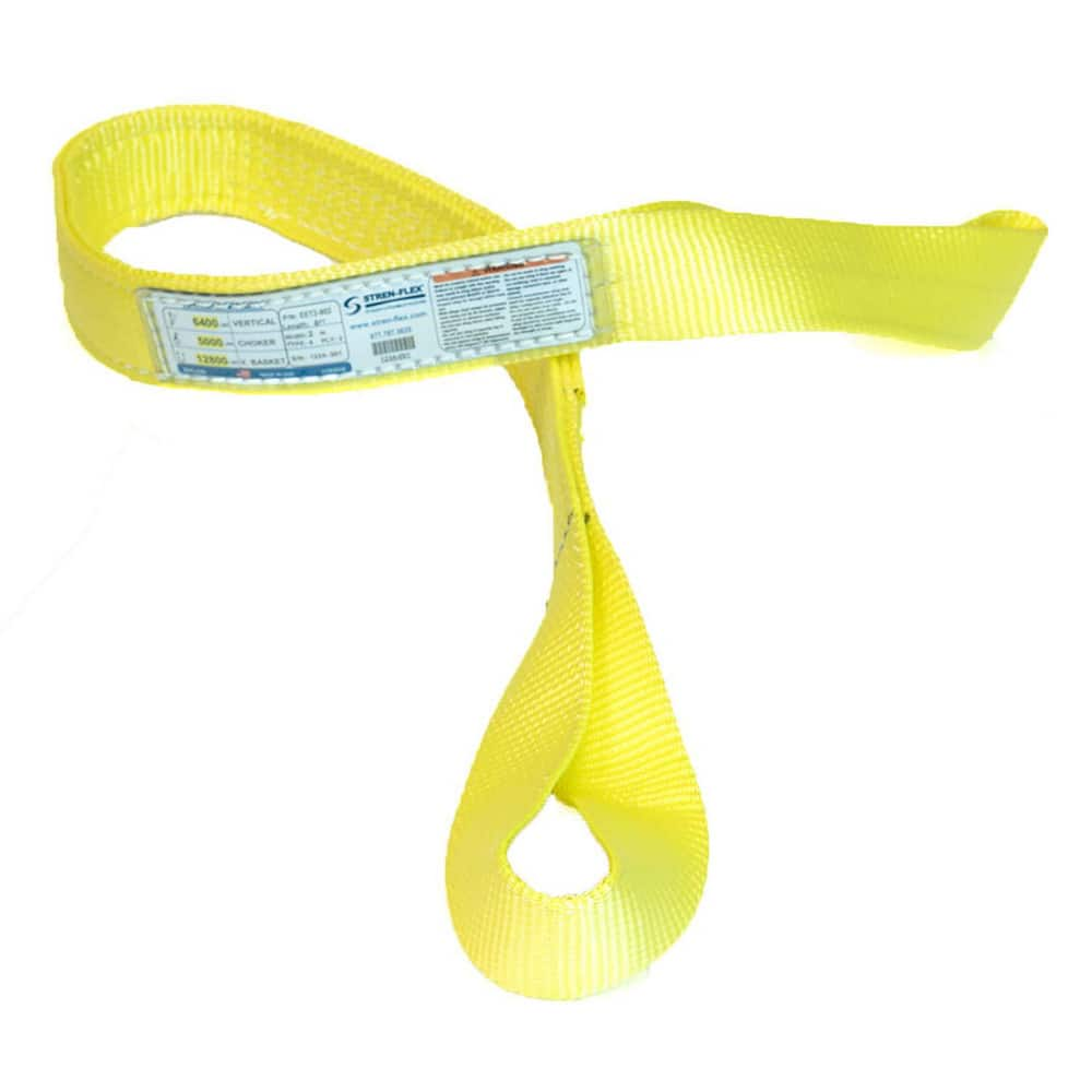 Slings & Tiedowns (Load-Rated); Sling Type: Eye & Eye; Length (Feet): 16; Vertical Capacity (Lb.): 6400; Choker Capacity (Lb.): 5000; Width (Inch): 2; Basket Capacity (Lb.): 12800; Eye Type: Twisted Eye; Sling Material: Nylon; Sling Width: 2 in; Eye Lengt