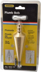 General - 5-3/4 Inch Long, 1-1/2 Inch Diameter Brass Plumb Bob - 16 Ounce, Has Replacable Tip - A1 Tooling