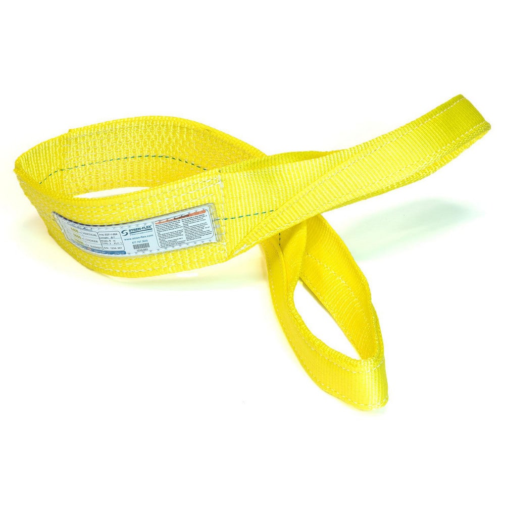 Slings & Tiedowns (Load-Rated); Sling Type: Eye & Eye; Length (Feet): 3; Vertical Capacity (Lb.): 6400; Choker Capacity (Lb.): 5000; Width (Inch): 4; Basket Capacity (Lb.): 12800; Eye Type: Flat Eye; Sling Material: Polyester; Sling Width: 4 in; Eye Lengt