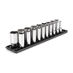 Socket Sets; Set Type: Deep; Drive Size: 1/2 in; Maximum Socket Depth (Decimal Inch): 3.0; Minimum Socket Depth (Decimal Inch): 3.0; Number Of Pieces: 19; Number Of Points: 6; Finish Coating: Chrome Plated