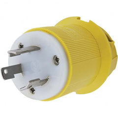 Locking Inlet: Plug, Marine, L5-30P, 125V, Yellow Grounding, 30A, Nylon, 2 Poles, 3 Wire