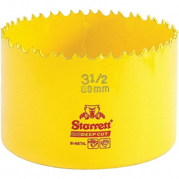 Starrett - 3-1/2" Diam, 2" Cutting Depth, Hole Saw - High Speed Steel Saw, Toothed Edge - A1 Tooling