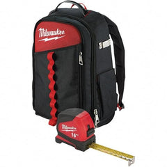 Milwaukee Tool - 22 Pocket Black & Red Ballistic Nylon Backpack Tool Bag - 11" Wide x 7-7/8" Deep x 19-5/8" High - A1 Tooling