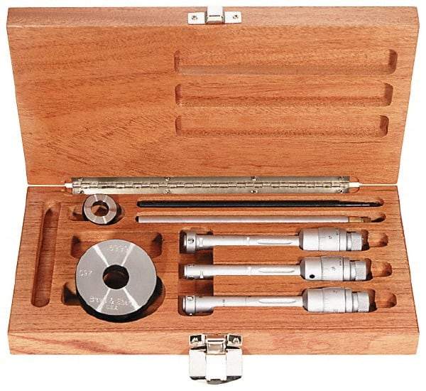 TESA Brown & Sharpe - 0.8 to 1.6", TiN Coated, Hole Mechanical Inside Micrometer Set - 0.0001 & 0.0002" Graduation, 6" Extension Rod Length, (1) Setting Ring Included - A1 Tooling