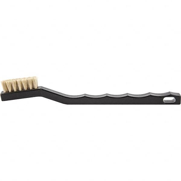 Brush Research Mfg. - 2 Rows x 7 Columns Hair Scratch Brush - 1/2" Brush Length, 7-1/4" OAL, 1/2 Trim Length, Plastic Curved Back Handle - A1 Tooling