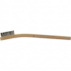 Brush Research Mfg. - 2 Rows x 7 Columns Stainless Steel Scratch Brush - 1/2" Brush Length, 7-1/4" OAL, 1/2 Trim Length, Wood Curved Back Handle - A1 Tooling