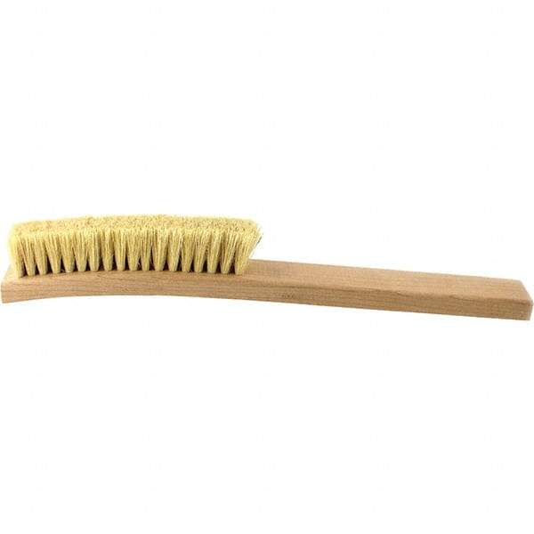 Brush Research Mfg. - 4 Rows x 18 Columns Tampico Scratch Brush - 5-3/4" Brush Length, 13-3/4" OAL, 1 Trim Length, Wood Curved Back Handle - A1 Tooling