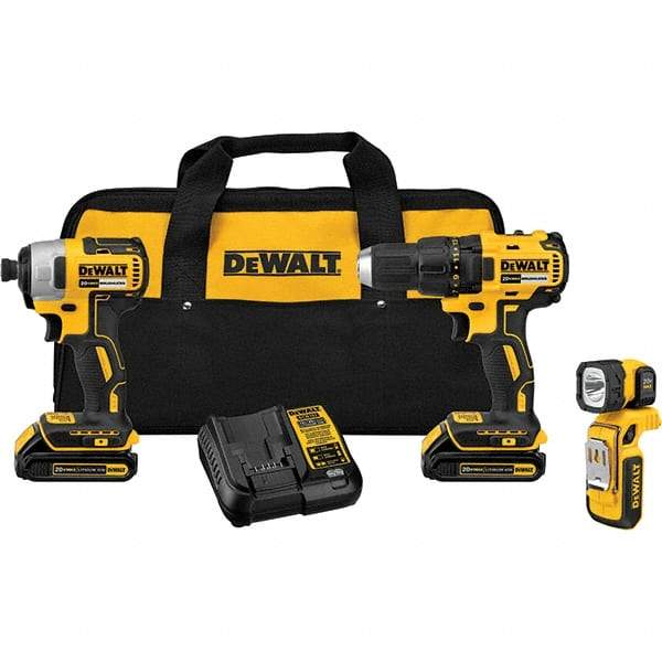 DeWALT - Cordless Tool Combination Kits Voltage: 20 Tools: Compact Drill/Driver; 1/4" Impact Driver; LED Light - A1 Tooling