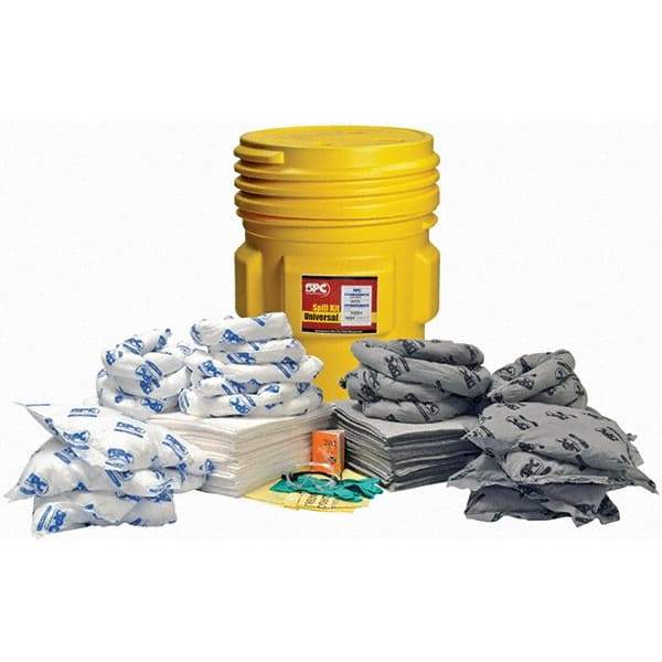 Brady SPC Sorbents - 65 Gal Capacity Oil Only & Universal Spill Kit - 65 Gal Polyethylene Drum - A1 Tooling