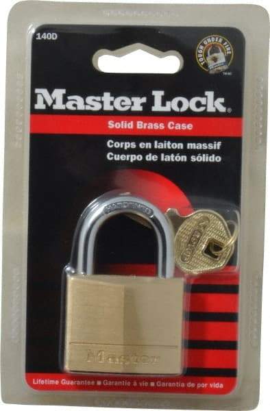 Master Lock - 7/8" Shackle Clearance, Keyed Different Solid Brasss Padlock - 1/4" Shackle Diam, Solid Brass - A1 Tooling