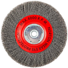 Norton - 8" OD, 5/8" Arbor Hole, Crimped Carbon Wheel Brush - A1 Tooling