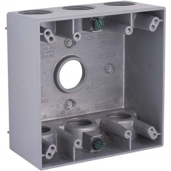 Hubbell-Raco - 4-1/2 x 4-1/2 x 2-1/4" Aluminum Square Weather Resistant Outlet Box - A1 Tooling