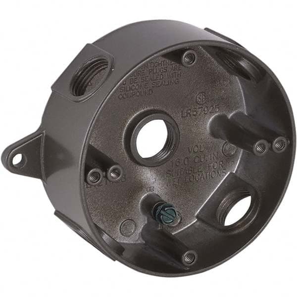 Hubbell-Raco - 5-1/4 x 4.203 x 1-5/8" Aluminum Round Weather Resistant Outlet Box - A1 Tooling