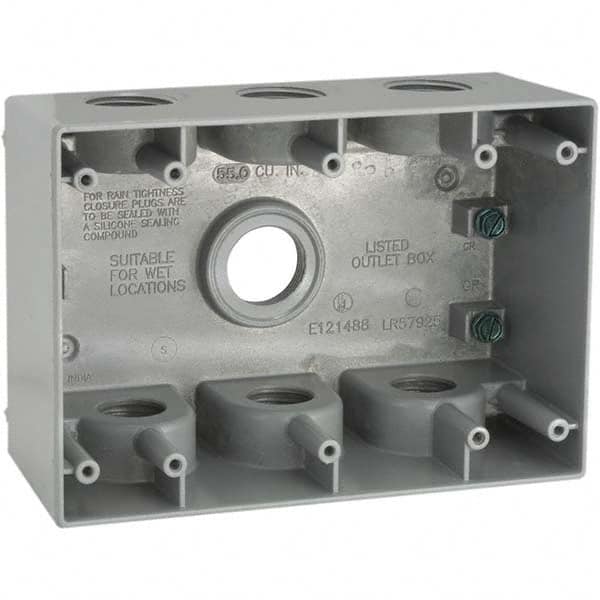 Hubbell-Raco - 4-1/2 x 6-3/8 x 2.781" Aluminum Rectangular Weather Resistant Outlet Box - A1 Tooling