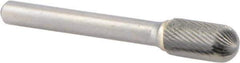 M.A. Ford - 3/8" Cut Diam, 1/4" Shank Diam, Cylinder with Radius Head Double Cut Burr - Carbide, Radius End, 3/4" LOC, 2-3/4" OAL - A1 Tooling