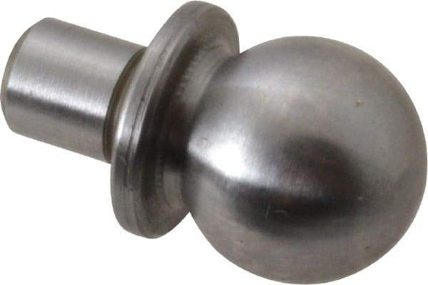 Jergens - 1/2" Ball Diam, 1/4" Shank Diam, Steel Construction Tooling Ball - 5/8" Ball Center to Shank Bottom, 5/16" Ball Center to Shoulder Bottom, with Shoulder - A1 Tooling