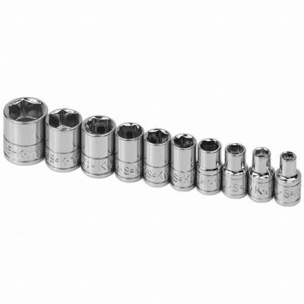 SK - 1/4" Drive Standard Socket Set - 3/16 to 9/16", Inch Measurement Standard - A1 Tooling