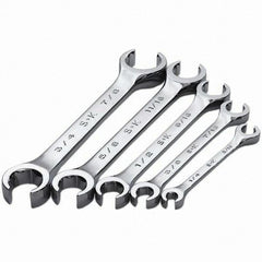 SK - 5 Piece, 1/4 x 5/16 to 3/4 x 7/8", Flare Nut Wrench Set - Inch System of Measurement, Chrome Finish - A1 Tooling