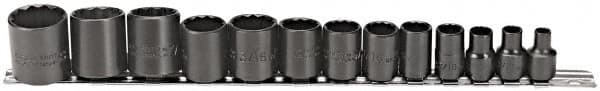 Proto - 13 Piece 3/8" Drive Socket Set - 12 Points, 1/4" to 1" Range, Inch Measurement Standard - A1 Tooling