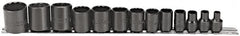 Proto - 13 Piece 3/8" Drive Socket Set - 12 Points, 1/4" to 1" Range, Inch Measurement Standard - A1 Tooling