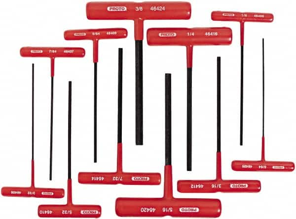 Proto - 11 Piece T-Handle Hex Key Set - Hex Range 5/64 to 3/8" - A1 Tooling