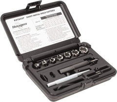 Hougen - 10 Piece, 5/16 to 3/4" Cutter Diam, 1/4" Cutting Depth, High Speed Steel Annular Cutter Set - Bright Finish, 3/8" Shank Diam, 5/16, 3/8, 7/16, 1/2, 9/16, 5/8, 3/4" Cutter Diams - A1 Tooling