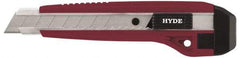 Hyde Tools - Snap Utility Knife - 18mm Blade, Red & Black Polystyrene (High Impact) Handle, 3 Blades Included - A1 Tooling