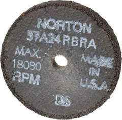 Norton - 3" Diam x 3/8" Hole x 3/8" Thick, R Hardness, 24 Grit Surface Grinding Wheel - Aluminum Oxide, Type 1, Very Coarse Grade, 18,080 Max RPM, No Recess - A1 Tooling