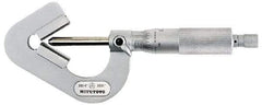 Mitutoyo - 0.05 to 0.6 Inch Measurement, 0.001 Inch Graduation, Accuracy Up to 0.0002 Inch, 3 Flutes Measured, Ratchet Stop Thimble, Mechanical V Anvil Micrometer - 6.35mm Spindle Diameter, Carbide, 23.46mm Throat Depth - A1 Tooling