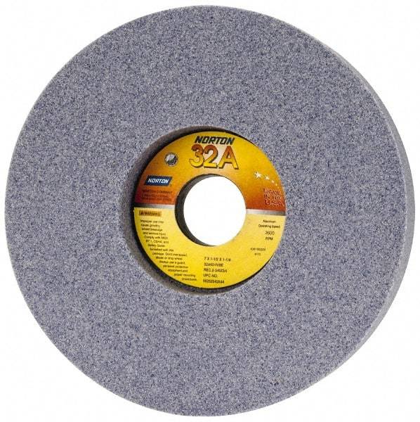 Norton - 7" Diam x 1-1/4" Hole x 1-1/2" Thick, I Hardness, 60 Grit Surface Grinding Wheel - Aluminum Oxide, Type 5, Medium Grade, 3,600 Max RPM, Vitrified Bond, One-Side Recess - A1 Tooling