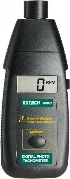 Extech - Accurate up to 0.05%, Noncontact Tachometer - 6.7 Inch Long x 2.8 Inch Wide x 1-1/2 Inch Meter Thick, 5 to 99,999 RPM Measurement - A1 Tooling