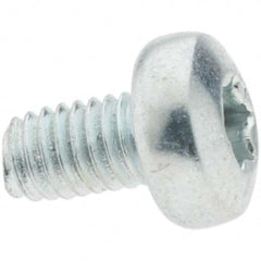 M3x0.5 Coarse 10mm Long 6-Lobe Pin Thread Cutting Screw 12L14 Steel, Pan Head, Self Drilling Point, Zinc-Plated