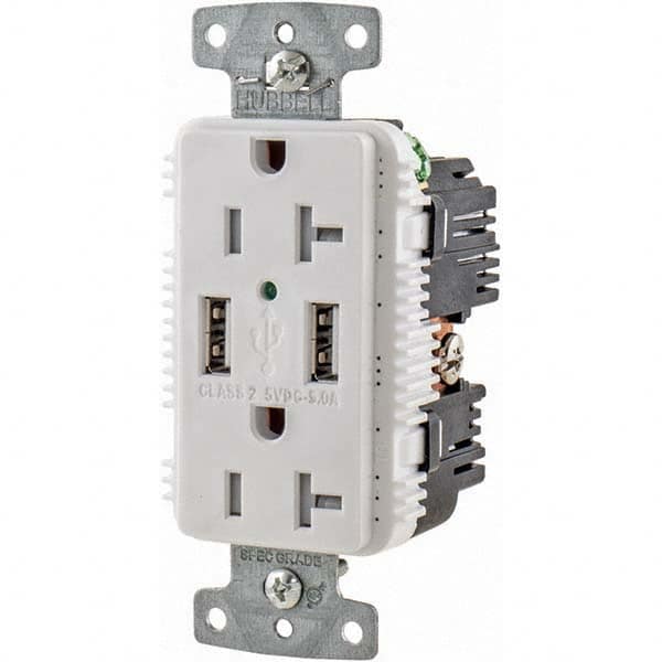 Hubbell Wiring Device-Kellems - USB Receptacles Number of USB Ports: 2 Number of Receptacles: 2 - A1 Tooling