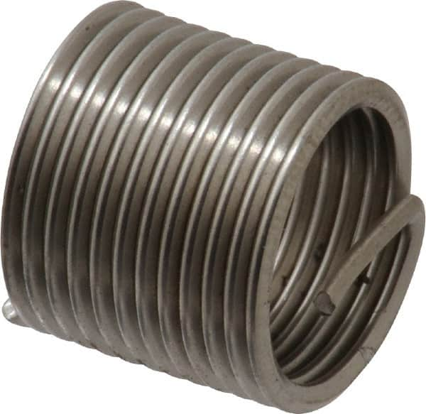 Recoil - M12x1.25 Metric Extra Fine, 18mm OAL, Free Running Helical Insert - 9-5/8 Free Coils, Tanged, Stainless Steel, Bright Finish, 1-1/2D Insert Length - Exact Industrial Supply