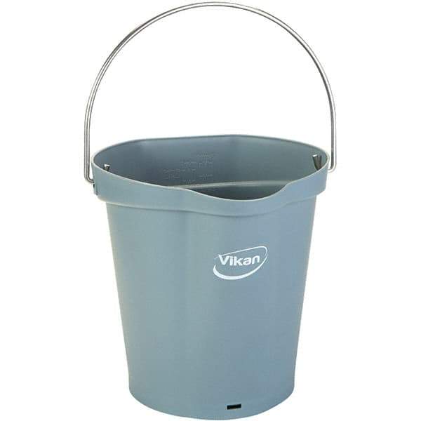 Vikan - 1-1/2 Gal, 7.1" High, Polypropylene Round Gray Single Pail with Pour Spout - Handle Included, 10" Top Diam - A1 Tooling