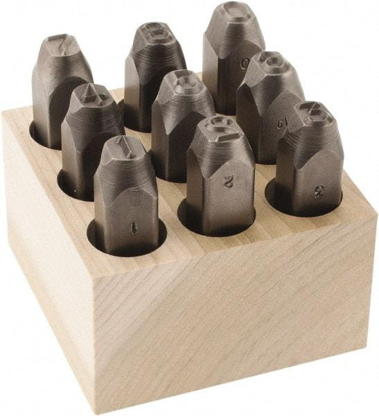 C.H. Hanson - 9 Piece, 3/8" Character Steel Stamp Set - Figures, Reverse - A1 Tooling