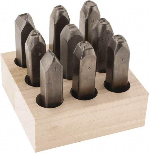 C.H. Hanson - 9 Piece, 1/2" Character Steel Stamp Set - Figures, Reverse - A1 Tooling