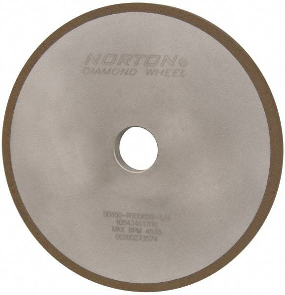 Norton - 8" Diam x 1-1/4" Hole x 1/2" Thick, 150 Grit Surface Grinding Wheel - Diamond, Type 1A1, Very Fine Grade, Resinoid Bond - A1 Tooling