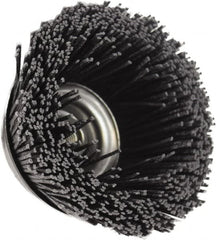 Osborn - 4" Diam, 5/8-11 Threaded Arbor, Silicon Carbide Fill Cup Brush - Silicon Carbide Abrasive Material, 1-1/2" Trim Length, 6,000 Max RPM - A1 Tooling