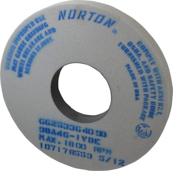 Norton - 14" Diam x 5" Hole x 1-1/2" Thick, I Hardness, 46 Grit Surface Grinding Wheel - Aluminum Oxide, Type 1, Coarse Grade, 1,800 Max RPM, Vitrified Bond, No Recess - A1 Tooling