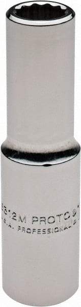 Proto - 1/2" Drive, Deep Hand Socket - 12 Points, 3-1/4" OAL, Chrome Finish - A1 Tooling