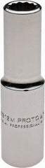 Proto - 1/2" Drive, Deep Hand Socket - 12 Points, 3-1/4" OAL, Chrome Finish - A1 Tooling