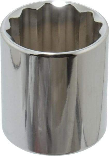 Proto - 1/2" Drive, Standard Hand Socket - 12 Points, 1-25/32" OAL, Alloy Steel, Chrome Finish - A1 Tooling