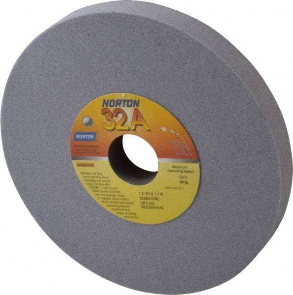 Norton - 7" Diam x 1-1/4" Hole x 3/4" Thick, I Hardness, 80 Grit Surface Grinding Wheel - Aluminum Oxide, Type 1, Medium Grade, 3,600 Max RPM, Vitrified Bond, No Recess - A1 Tooling