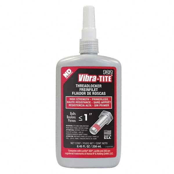 Vibra-Tite - 250 mL Bottle, Red, High Strength Primerless Threadlocker - A1 Tooling