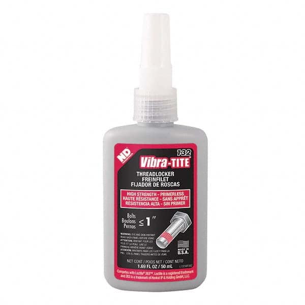 Vibra-Tite - 50 mL Bottle, Red, High Strength Primerless Threadlocker - A1 Tooling