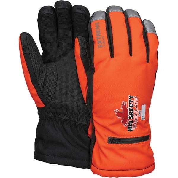 MCR Safety - Size L Synthetic Blend Work Gloves - For Cold Weather, Uncoated, Slip-On Cuff, Full Fingered, Orange, Paired - A1 Tooling