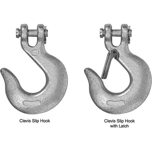 Campbell - 1/4" Chain Diam, 43 Chain Grade Clevis Hook - 2,600 Lb Capacity, 7/16" ID, 3/8" Pin Diam, 1" Hook Throat, 4-1/4" OAL, 2-13/16" Hook Width - A1 Tooling