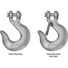 Campbell - 1/4" Chain Diam, 43 Chain Grade Clevis Hook - 2,600 Lb Capacity, 7/16" ID, 3/8" Pin Diam, 1" Hook Throat, 4-1/4" OAL, 2-13/16" Hook Width - A1 Tooling