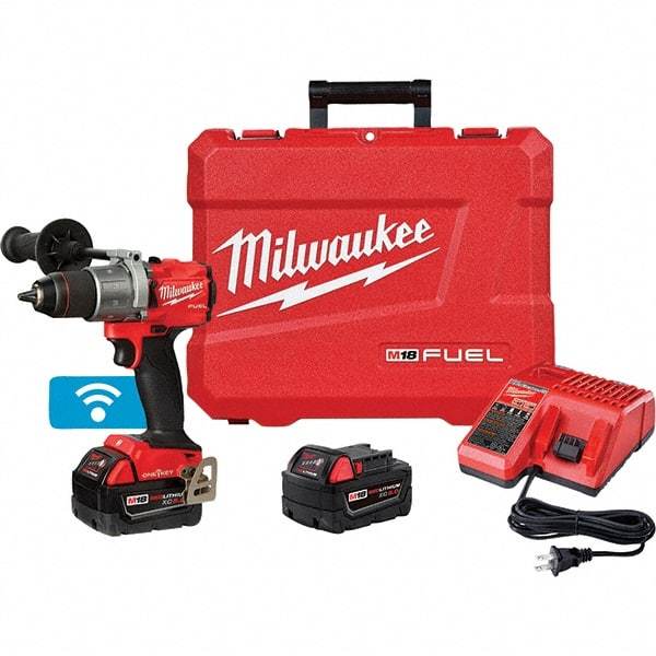 Milwaukee Tool - 18 Volt 1/2" Chuck Pistol Grip Handle Cordless Drill - 0-2000 RPM, Keyless Chuck, Reversible, 2 Lithium-Ion Batteries Included - A1 Tooling